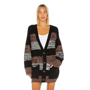 Free People Southport Beach Oversized Cardigan in Black Size Large